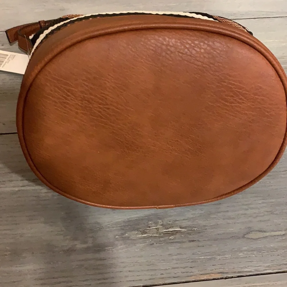 The Sak Brown Black White Striped Woven Hobo Bag